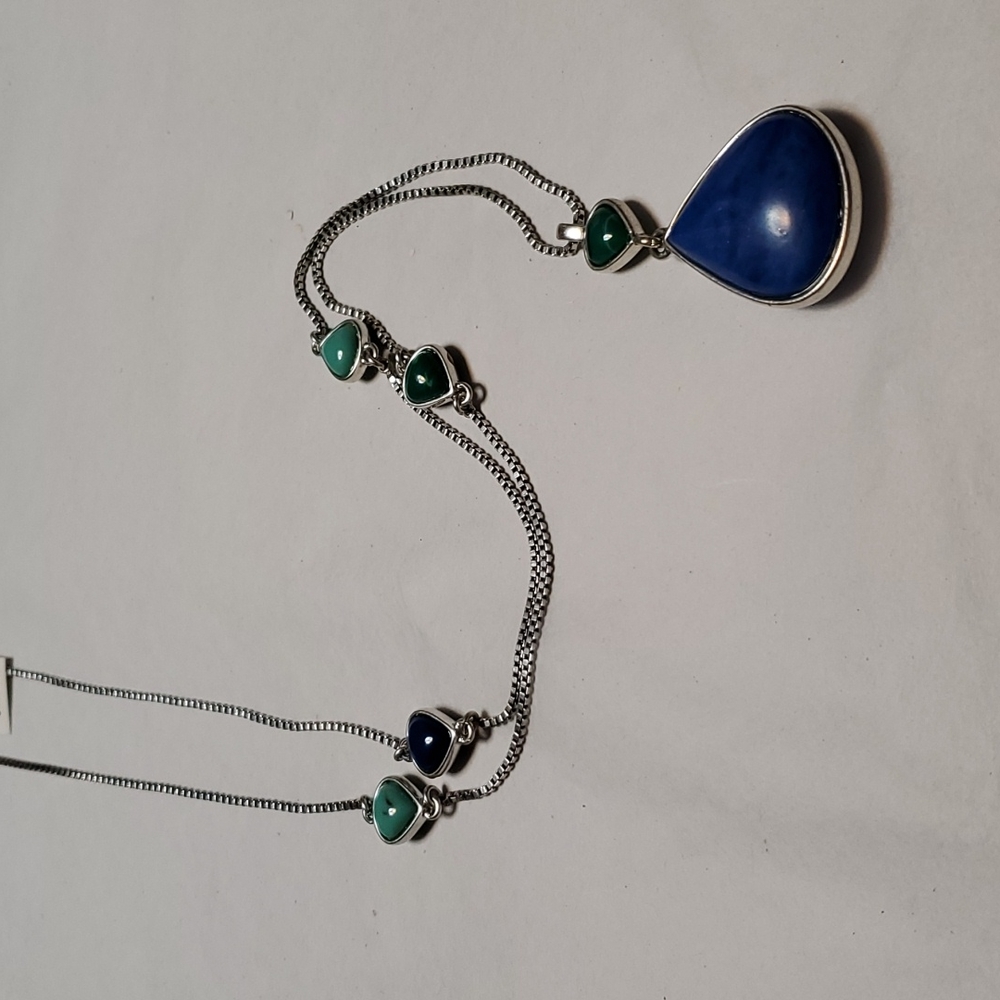 Lucky brand silver lapis and turquoise necklace.